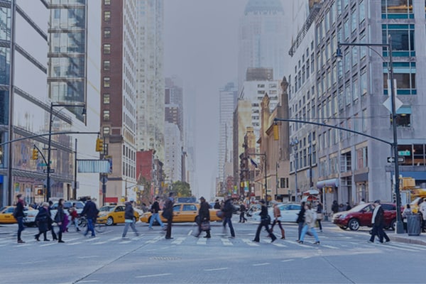 People crossing street in the city