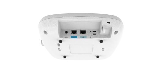 Bottom view of Cisco Catalyst 9166 Series access point showing Ethernet ports